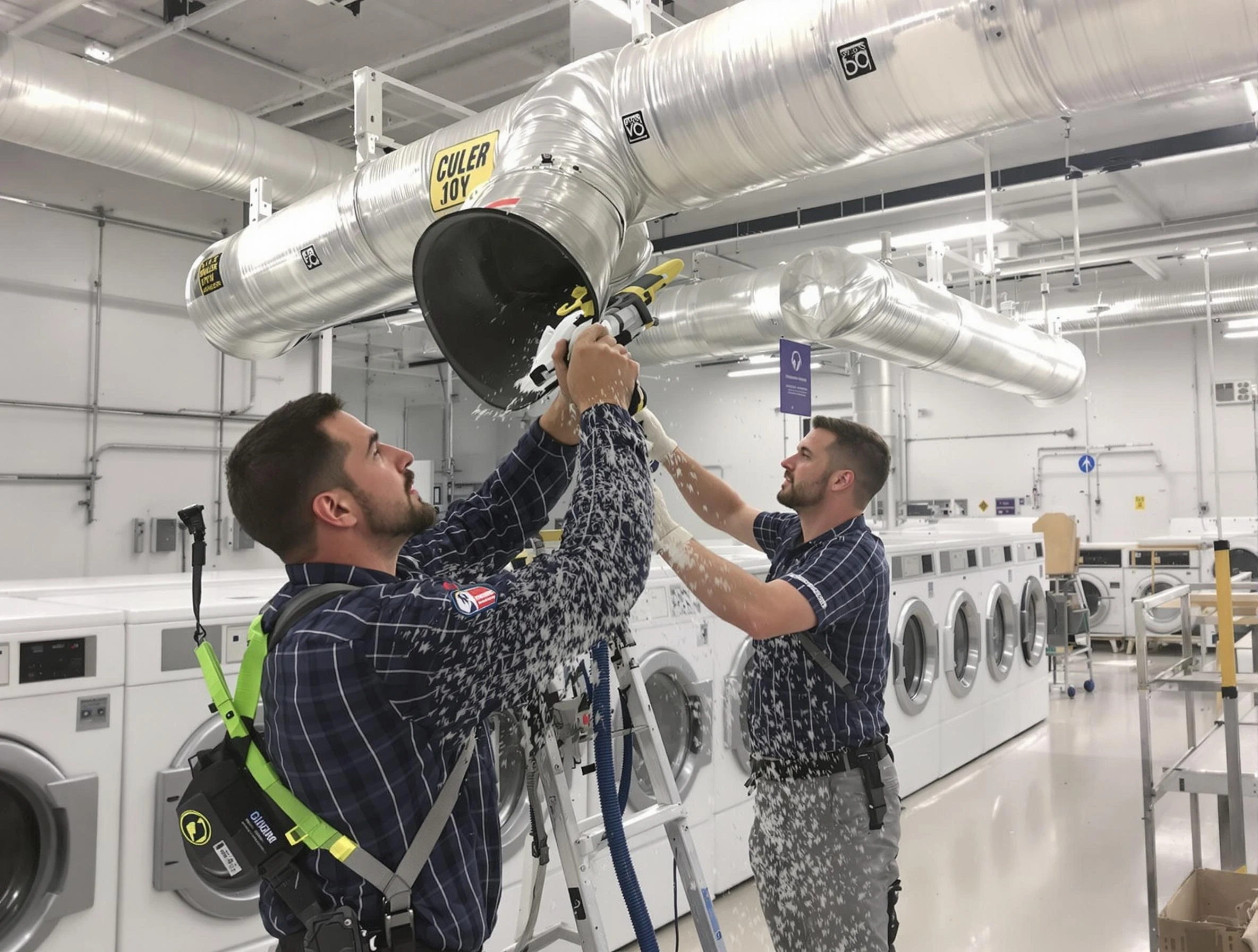 Bessemer Dryer Vent Cleaning team performing large-scale commercial dryer vent cleaning in Bessemer