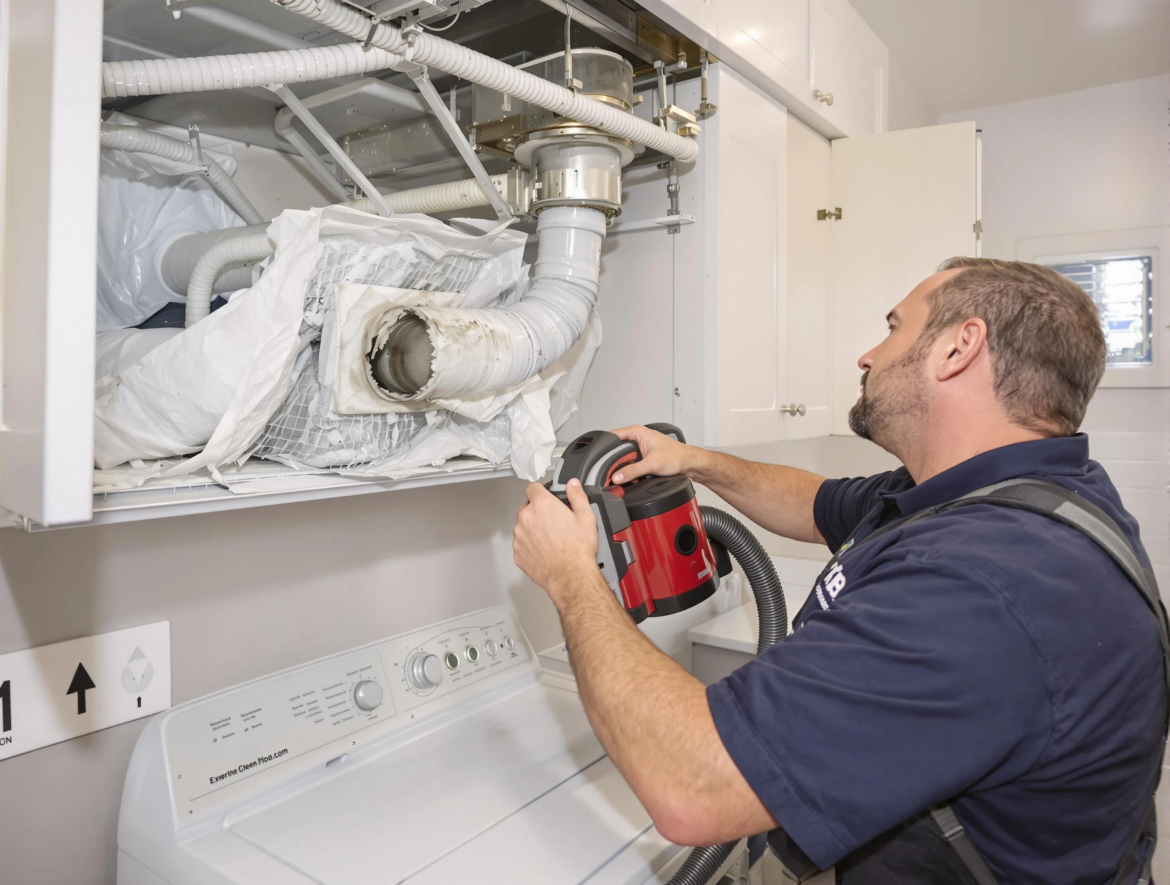 Bessemer Dryer Vent Cleaning technician performing professional exhaust vent cleaning at a residential property in Bessemer