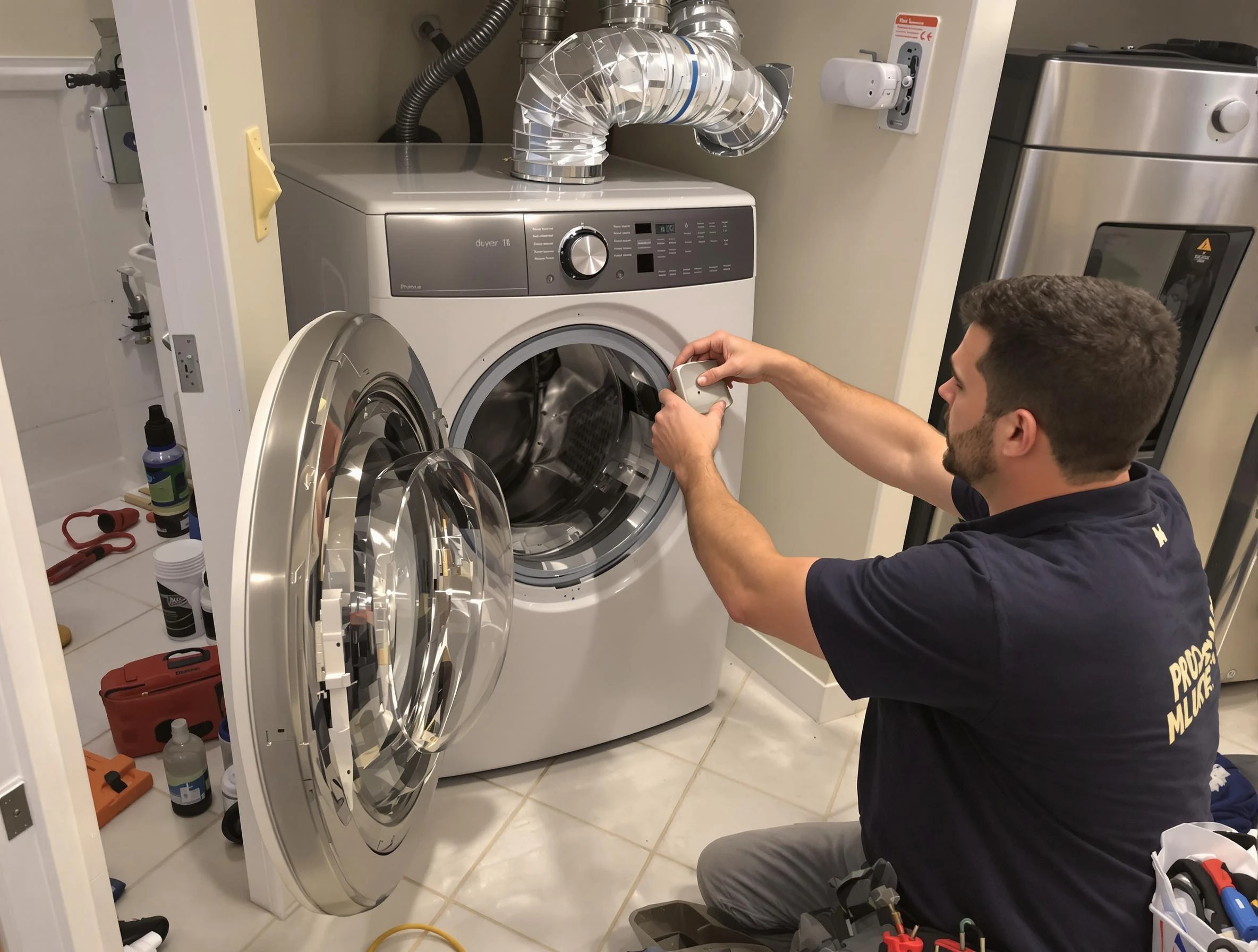Bessemer Dryer Vent Cleaning technician performing precise dryer vent hose installation in Bessemer